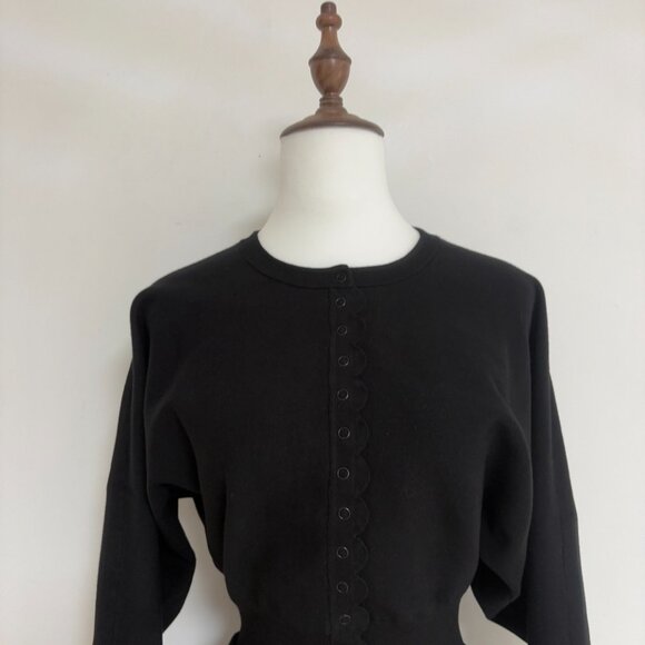 Helsa Elvira Black Knit Ruffled Jumpsuit Shorts - Picture 6 of 14